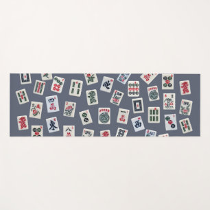 Tapete De Yoga Azulejo MahJongg em azul escuro