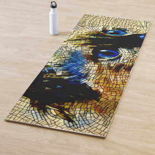 Tapete De Yoga Azulejos de mosaico de gato com olhos azuis
