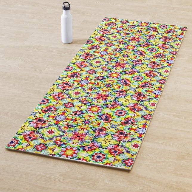 Tapete De Yoga Azulejos do Mediterrâneo, Azulejos de Tinta Álcool (In Situ)