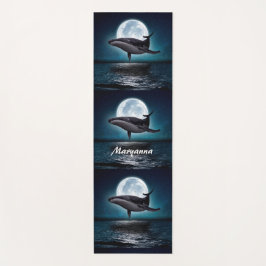 Tapete De Yoga Baleia Azul e Lua Cheia