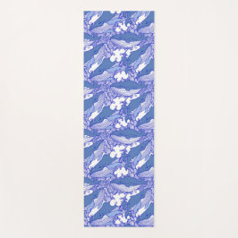 Tapete De Yoga Baleia-jubarte monocromática azul