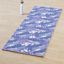 Tapete De Yoga Baleia-jubarte monocromática azul