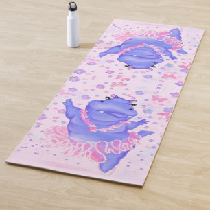 Tapete De Yoga Ballerina Hippo Funny Yoga Mat Happy Balé Dancer
