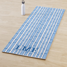 Tapete De Yoga Bambooey Bamboo Stripe in Blue Personalized