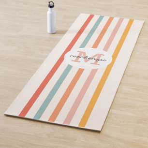 Tapete De Yoga Bandas Coloridas Retroativas Monogramas Personaliz
