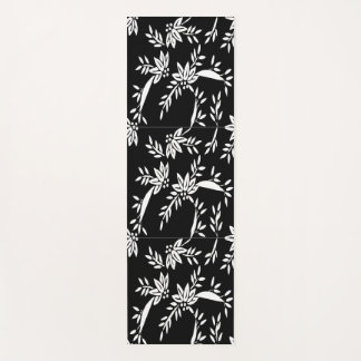 Tapete De Yoga Bandas de Deco de Arte Floral a Preto e Branco