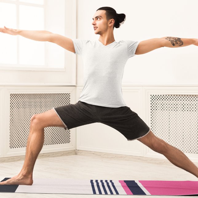 Tapete De Yoga Bandas de Pastel Rosa (Criador carregado)