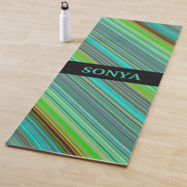 Tapete De Yoga Bandas Geométricas Coloridas Monogramas (In Situ)