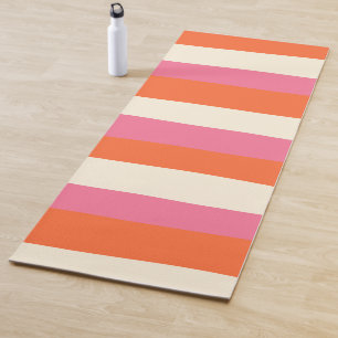 Tapete De Yoga Bandas irregulares - Rosa, Laranja e Creme