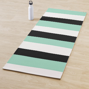 Tapete De Yoga Bandas irregulares - Verde, branco e preto