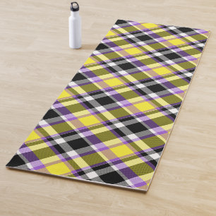Tapete De Yoga Bandeira do Orgulho Xadrez Não Binário Boho Ecléti