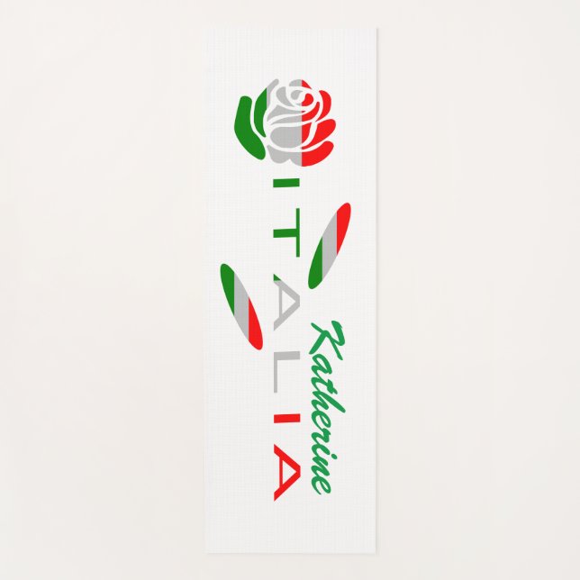 Tapete De Yoga Bandiera d'Italia Rosa Personalizada (Frente)