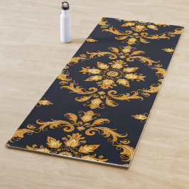 Tapete De Yoga "Barockes Ornament-Muster in Gold und Schwarz"