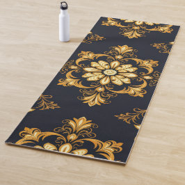 Tapete De Yoga "Barockes Ornament-Muster in Gold und Schwarz" Dec