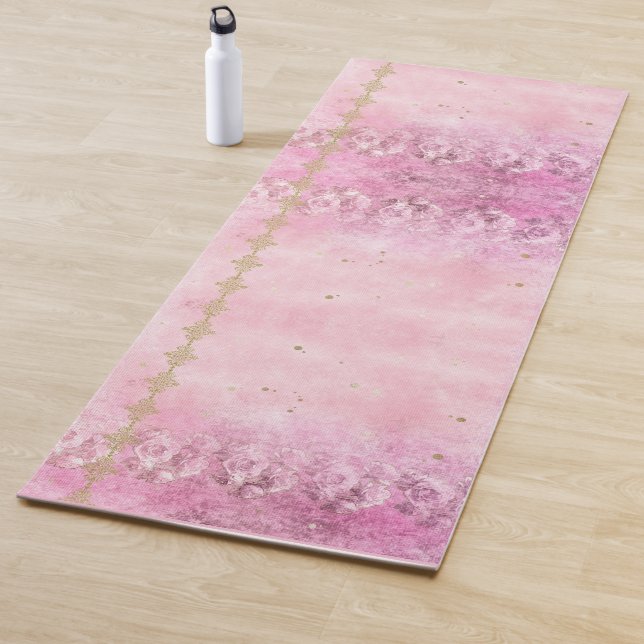 Tapete De Yoga Barroco, Rosa, Grunge, Damasco - Ioga Mat (In Situ)