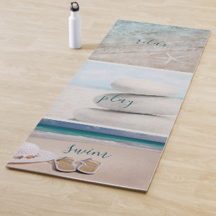Tapete De Yoga Beach Sea Sand Rocks