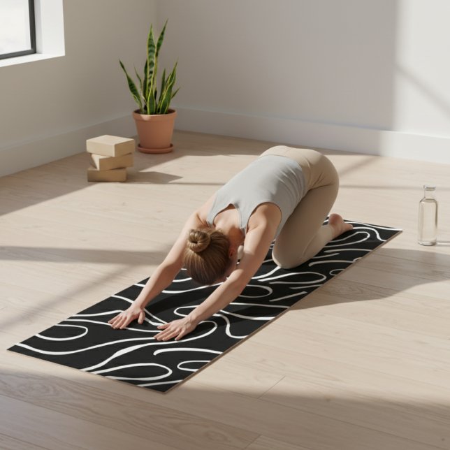 Tapete De Yoga Bei e Fluxo 2 - Preto no Conjunto Branco (Criador carregado)