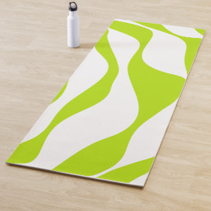 Tapete De Yoga Bei e Fluxo 4 em Verde limão e Branco