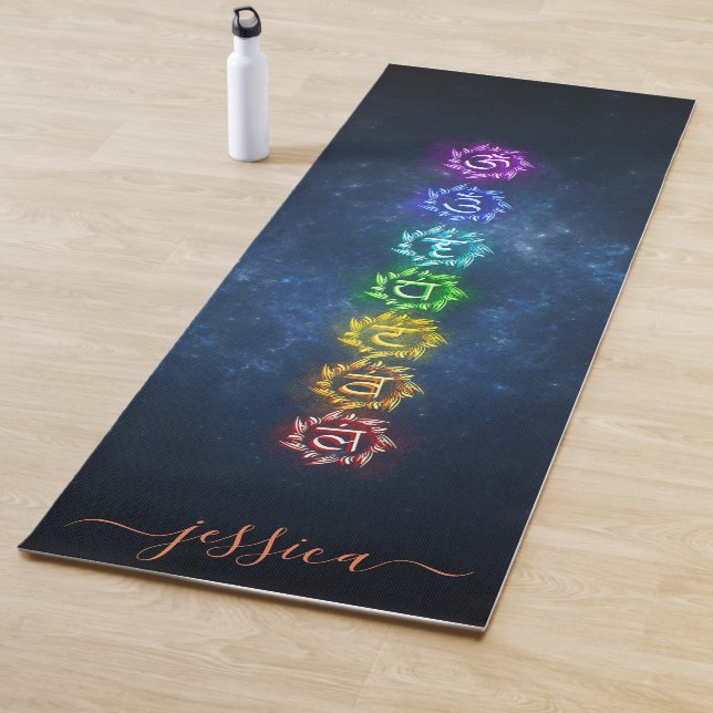 Tapete De Yoga Bela Cósmica Azul OM Chakra Personalizada (In Situ)