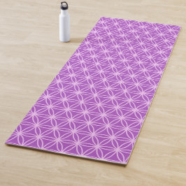 Tapete De Yoga Bela Flor da Vida em Tons Violeta