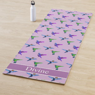 Tapete De Yoga Beleza de Beija-flores sobre Violeta