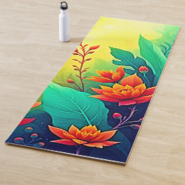 Tapete De Yoga Beleza Floral Abstrato vibrante