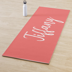 Tapete De Yoga Belo Coral e Branco