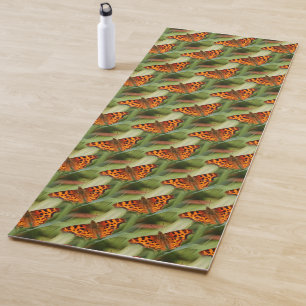 Tapete De Yoga Belo Laranja Satyr Comma Butterflies