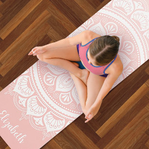 Tapete De Yoga Belo Mandala Rosa Exercício Yoga Mat