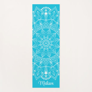 Tapete De Yoga Belo nome azul Mandala