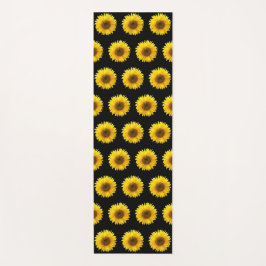 Tapete De Yoga Belo padrão de girassol em preto