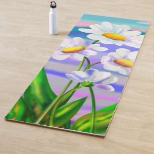 Tapete De Yoga Belos Flores de Margarida - Primavera - Desenho
