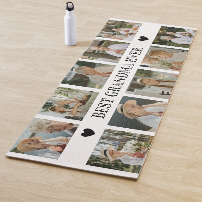 Tapete De Yoga Best Grandma Ever Photo Collage – Gift with Hearts (In Situ)