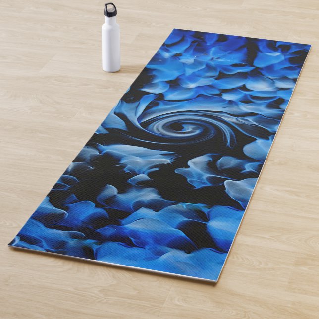 Tapete De Yoga Black and Blue Fluid Abstract  (In Situ)