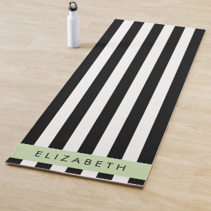 Tapete De Yoga Black and White Stripes, Stripes, Linhas, Seu Nome