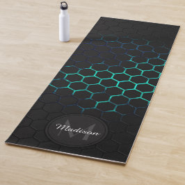 Tapete De Yoga Black aqua honeycomb geometry pattern Monogram