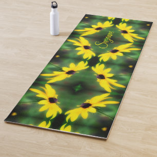 Tapete De Yoga Black Eyed Susan Daisy Abstrato Personalizado