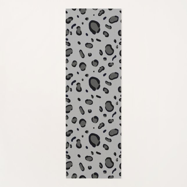 Tapete De Yoga Black Leopard Pattern On Grey (Frente)