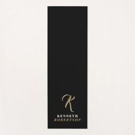 Tapete De Yoga Black Monogram Gold Initial White Name Stylish Men