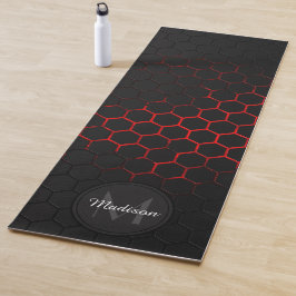 Tapete De Yoga Black red honeycomb geometry pattern Monogram