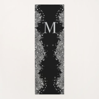 Tapete De Yoga Black Silver Glitter Grey Modern Monogram
