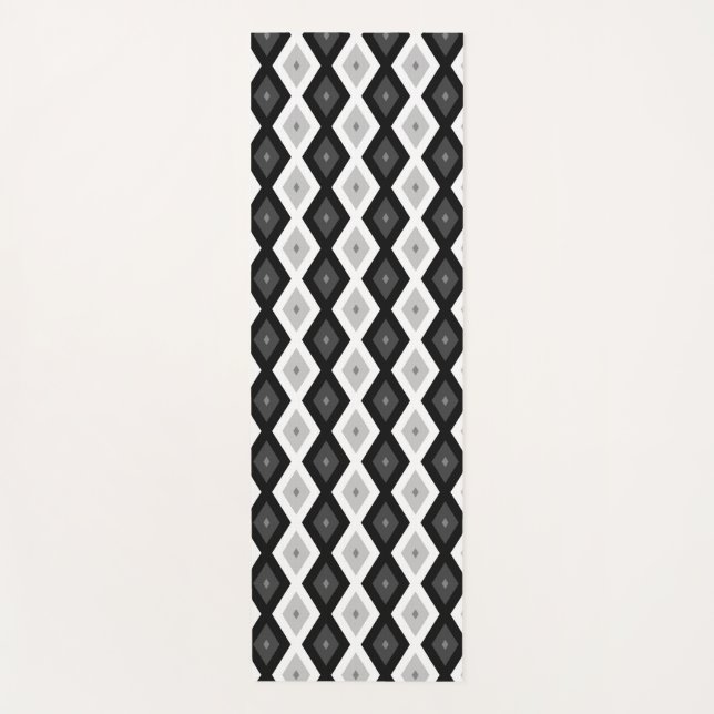 Tapete De Yoga Black, white and grey diamond pattern (Frente)