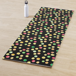 Tapete De Yoga Black With Coloured Dots Yellow Pattern Yogamat