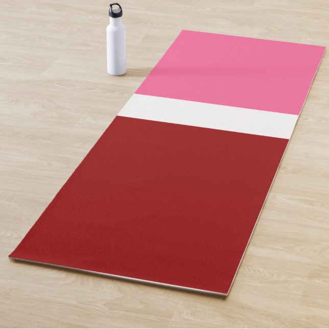 Tapete De Yoga Bloco de Cor Rosa Branco Marrom Vermelho  (Criador carregado)