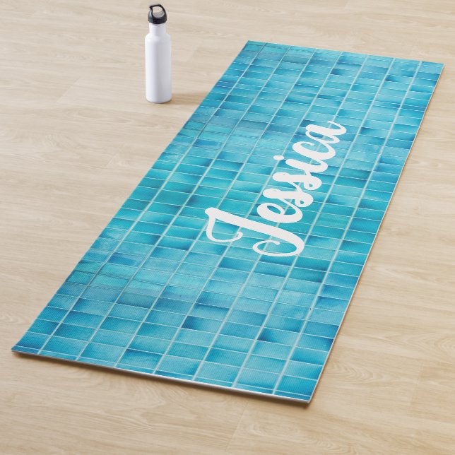 Tapete De Yoga Blocos de azulejo de vidro azul mosaico (In Situ)