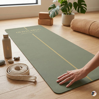 Tapete De Yoga Blocos Minimalistas Personalizados em Verde Salvia