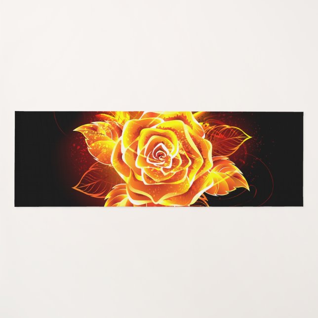 Tapete De Yoga Blooming Fire Rosa (Frente (Horizontal))