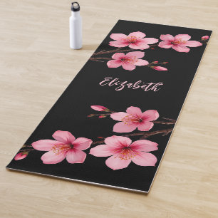 Tapete De Yoga Blossom cor-de-água, cor-de-rosa, Monograma preto