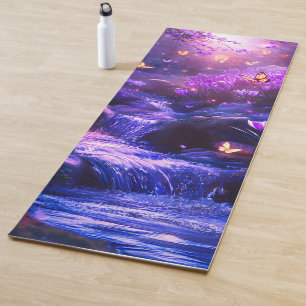 Tapete De Yoga Blossomas em cascata da Lavanda da meia-noite