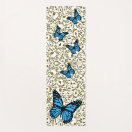 Tapete De Yoga Blue butterfly gold garden